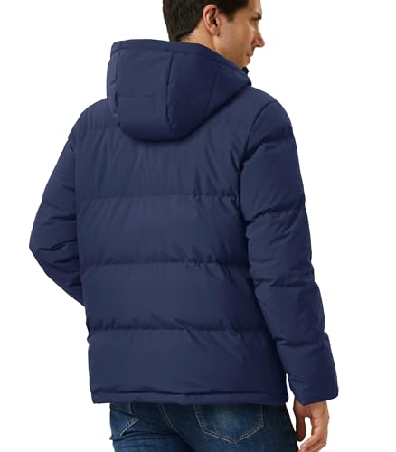 MAGCOMSEN Mens Hooded Down Jacket Water Resistant Puffer Jacket Full Zip Up Windproof Winter Jacket with Zip Pockets4