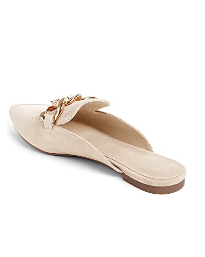 Image of Juliet Holy Womens Mules Flats Pointed Toe Backless Loafers Slip on Metal Chain Slides