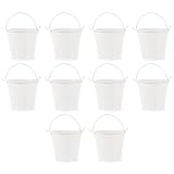10 Pezzi Mini Secchio di Metallo in Latta Bianco, Vaso Fioriera