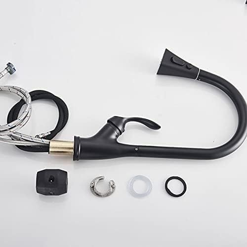 キッチンタップ ミキサータップ ソリッドブラス製引き出し式スプレーLED、3色デッキマウントキッチン蛇口、360度回転タップ付き キッチンシンク用蛇口、  3機能バスルームシンク用蛇口、プルダウンスプレー付き、キッチンバスルームシンク洗面台ミキサー用（ホワイト）(B ... キッチンシンクの蛇口バーファームハウス商業用、ブラックニッケル引き出し式3ウェイキッチンデッキマウント360度回転スパリーストリーム