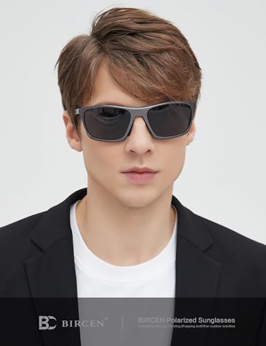 BIRCEN Men Sunglasses Polarized UV-Protection: Wrap Around Black Sport Shades for Mens Driving Fishing Golf4