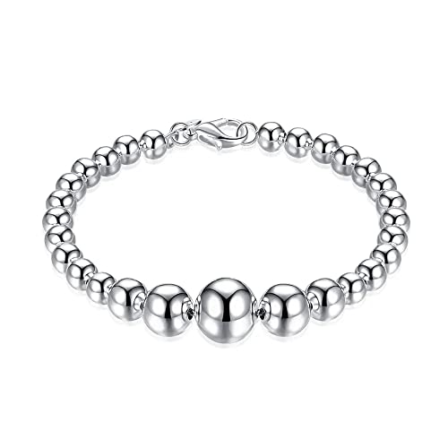 Bracelet en argent 925 massif mailles chaîne de 20cm orné d'un pendentif cœur plein