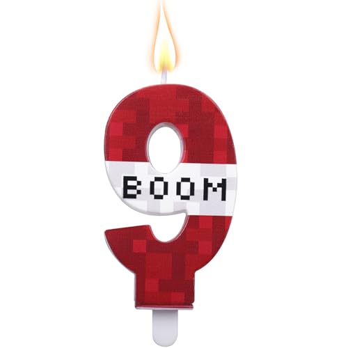 Candela di Compleanno Pixel, Decorazioni di Compleanno Torta Decorazioni Cupcake per Compleanni Pixel per Bambini Bambine Feste Laurea Matrimoni e Altri Eventi (Numero 9)