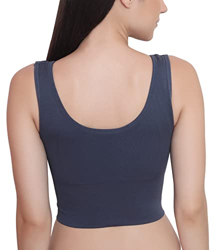 Image of GLAMORAS Women Nylon Spandex Padded Non Wired Front Zip High Intensity Workout Sports Bra, Size-M, Blue