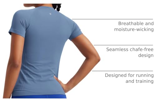Image of CRZ YOGA Seamless T-Shirt Hip Length | Training, Chafe-Free, Slim Fit, Raglan Sleeves, Mesh Vents, Workout, Short Sleeve Tops for Women
