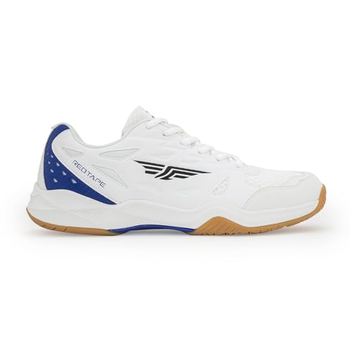 Image of Red Tape Men's Sneakers White Black Pu Mesh Round Toe Lace-Up