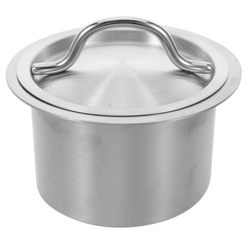 LALADEFIEE Tapa para Basura Empotrada Redonda de Acero Inoxidable Manija Diámetro 200 MM Apertura 165-190 MM para Encimera de Cocina y Oficina Vertedero Integrado Fácil de Usar