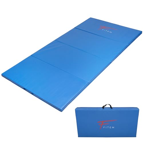Fitem Colchoneta Plegable de gimnasia, gruesa, de gama alta - 240 x 120 x 4 cm - para gimnasio, yoga, artes marciales mixtas, deporte, gimnasia, fitness, pilates o musculación