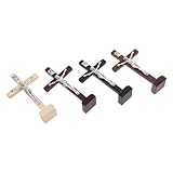 ELAYARD 4 Teiliges Set Jesus Kreuz Katholisches Wandkreuz Aus Holz Katholisches Jesus Wandkreuz Kruzifix Kreuz Für Die Wand