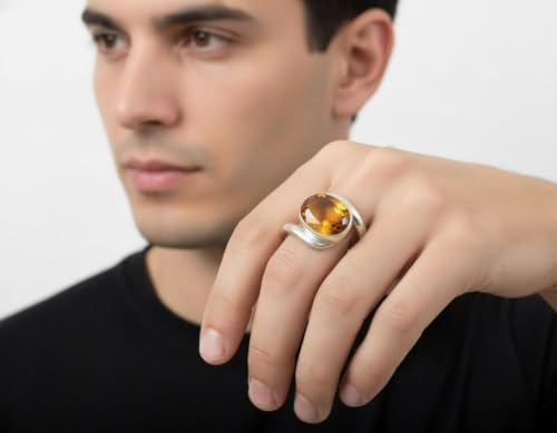 Image of 55Carat Choose Your Color Natural Gemstone Silver Statement Rings for Gift Corssover Style Size 5 to 12