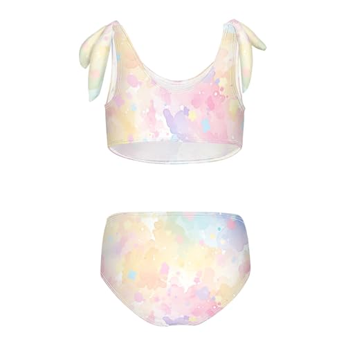 Watercolor Girls' Two Pieces Kids Bikini Set Quick-Dry Bathing Suit Swimwear Cute Shoulder Strap2