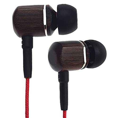 Symphonized MTRX Premium Genuine Wood In-ear Noise-isolating Headphones with Mic and Nylon Cable (Red)