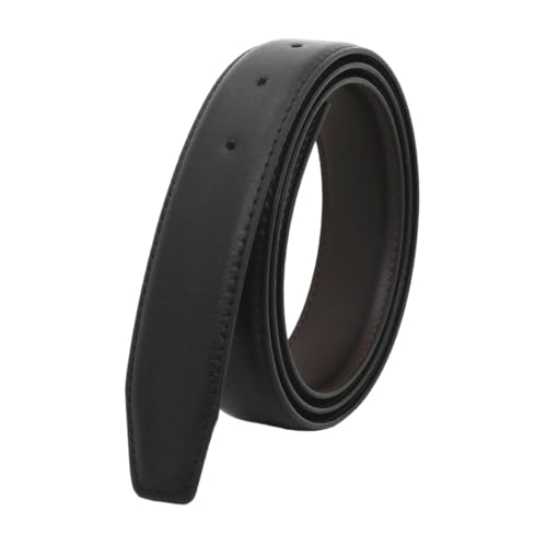 Image of ECOMISTIQ33mm Faux Leather Belt Strap Only, Replacement Waist Belt with Pre-Punched Holes, Formal Dress Belt Strap for Men & Women, Durable Buckle Belt, Adjustable DIY Repair Accessory, Black
