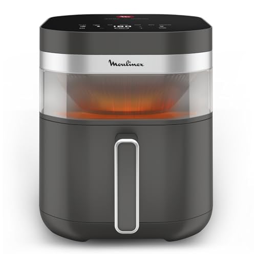 Moulinex Easy Fry Infrared, Friggitrice ad Aria 7L, Doppia Resistenza, Riscaldamento 2 Volte Più Veloce, Cottura Rapida, Lavabile in Lavastoviglie, Finestra di Osservazione, Colore Coal Grey, EZ832H