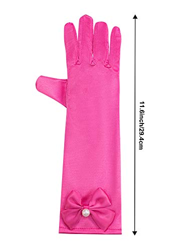 Zhanmai 9 Pairs Girls Satin Gloves Dress up Princess Bows Gloves Long Formal for 3-8 Years Girls Wedding Pageant 9 Colors3