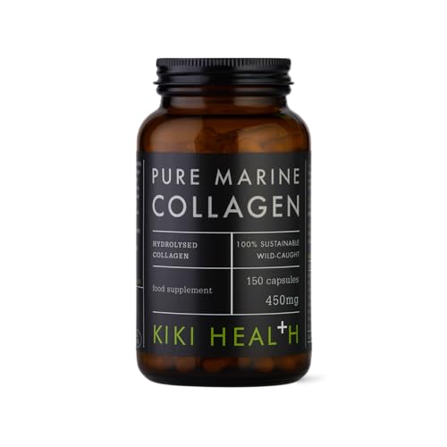 Kiki Health Pure Marine Collagen | Purified Hydrolyzed Collagen | High Protein | Contributes To Growth & Maintenance Of Muscle Mass & Bones | 150 Vegetarian Capsules