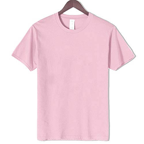Tshirt Herren 4er Pack Neues einfarbiges kurzes T-Shirt Lässiger Herren-Baumwoll-O-Ausschnitt für Top-Harajuku-Rosa_S Cover