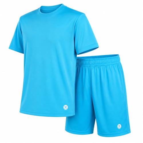 Image of RBX Boys Short Set - 2 Piece Active Performance Short Sleeve Athletic Shirt and Basketball Shorts with Elastic Waistband