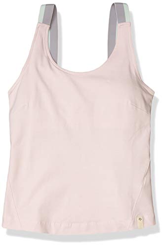 Satva Premium Organic Cotton Open Back Tank Top Camisole with Built in Shelf Bra for Yoga Workout Running Sports Training Cycling Karana Fitted Cami, Pink, Medium