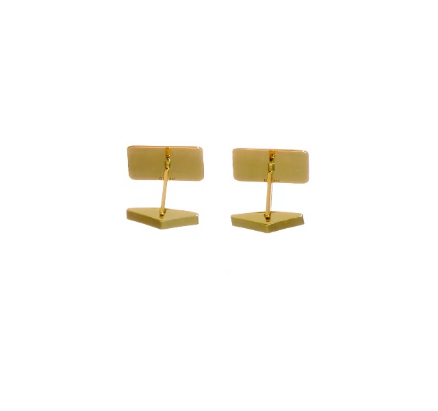 Mancuernillas rectangulares para hombre en oro amarillo 14k miniatura 5