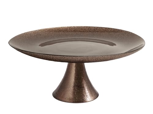 H&H-Regent, Alzatata, per dolci, per pietanze, alzata natalizia, in vetro, effetto glitter, marrone, 28 cm