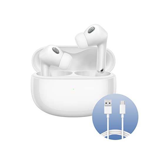 Xiaomi Buds 3T Pro (Gloss White) mit USB-C-Kabel 1 m, Bluetooth 5.2 Verbindung, Geräuschunterdrückung bis zu 40 dB, kabelloses Aufladen, Staub- und wasserfest, italienische Version