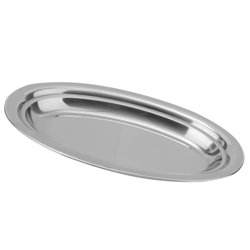 Yardwe Plato Ovalado Multiusos Acero Inoxidable para Cocinar al Vapor y Servir Filetes, Adecuado para Postres y Aperitivos