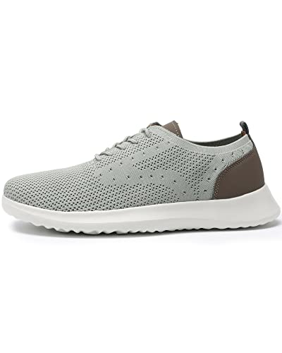 Mens Casual Dress Shoes Oxfords Fashion Sneaker Business Comfortable Breathable Mesh Knit Lightweight Walking Office Tennis Shoes Lace Up,Light Grey Eu43 #TOP3