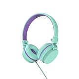 YOYOTUNE Auriculares para niños, auriculares con cable para niños con micrófono, limitador de volumen de 85/94 dB para niñas y niños, auriculares plegables con cable de 3.5 mm para aprendizaje y