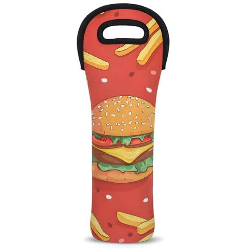 Neoprene Wine Tote Carrier Bag for Wine,Water, Champagne, Beer, Baby Bottles 15.6 x 5.1 Inches, Protective Wine Bag,Food Hamburg