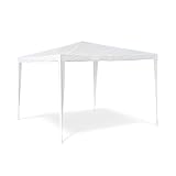 Relaxdays Pavillon Zelt HBT: 2,5 x 3 x 3 m Gartenpavillon mit quadratischer Fläche und Dach aus 100% PE Partyzelt für Festival oder Feier Pavilion mit Stahlgestell Pavillion, weiß