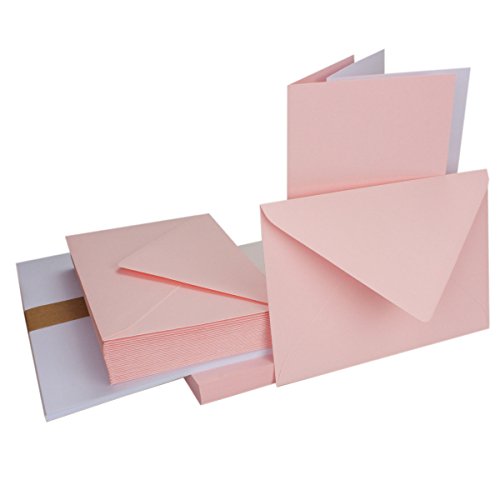 50 Sets  plegable Tarjetas Color Rosa  Din B6 + sobres + Plantilla hojas  PREMIUM CALIDAD  Muy Estable  Marca de calidad: neuser Color froh