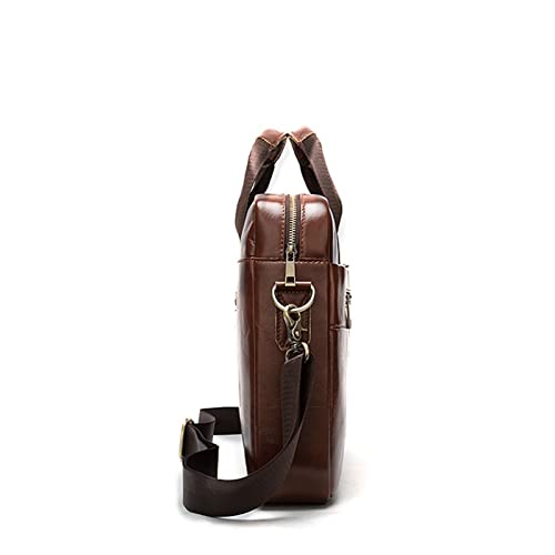 Messenger Bags Genuine Leather Handbag Men Shoulder Hand Bag Laptop For Document A4 Business Briefcase Male Work Office Brown3