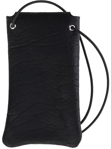 Image of Boston Leather Textured Bison Leather Eyeglass Case with Neck String