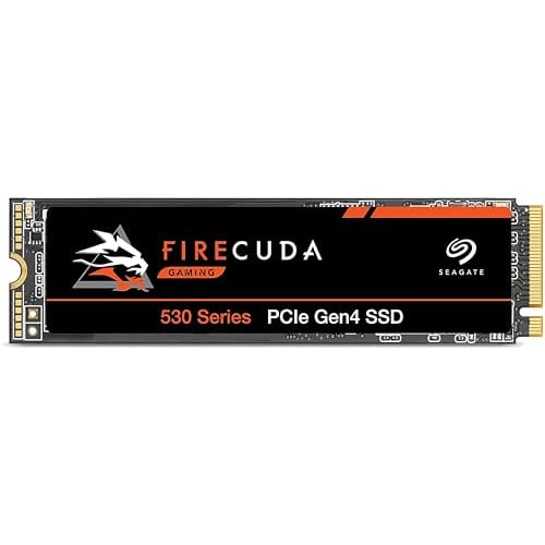Seagate FireCuda 530, 1 TB, interne SSD, M.2 PCIe Gen 4 ×4 NVMe 1.4, 7300 MB/s, NAND TLC 3D, 1275 TBW, 1,8 Millionen Stunden MTBF, für PC, 3 Jahre Rettungsdienst (ZP1000GM3A013)