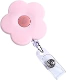 1Pc Pink Cute Badge Reels Retractable with Alligator Clip, Nurse ID Badge Holder Flowers Keys Lanyard Badge Holders for Teacher Student Office Supplies Identification Badges and Supplies，Badge Holders