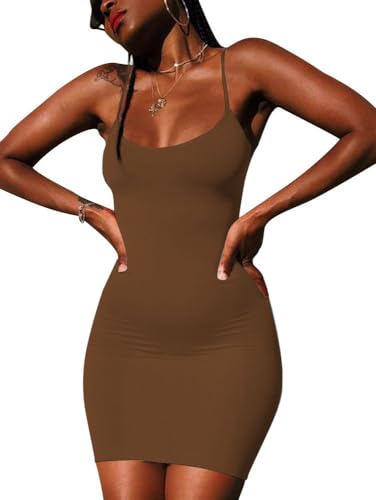 Image of Nimsruc Women Sexy Bodycon Mini Dress Summer Short Backless Spaghetti Strap Dresses