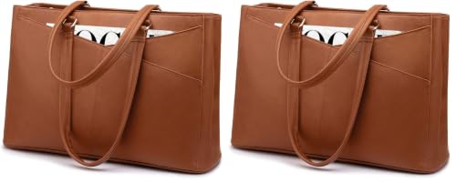 Image of LOVEVOOK Laptop Tote Bag for Women,15.6 Inch Waterproof Computer Bags Women Business Office Work Bag Briefcase, Brown (Pack of 2)