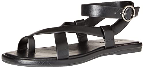 The Drop Women's Maide Flat Strappy Buckle Sandal, Black, 8