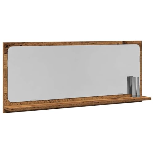 vidaXL Estante con Espejo con Estante Madera Vieja 90 x 10,5 x 37 cm, Mueble de baño, Espejo Rectangular, Estante Moderno, Gran solución, decoración