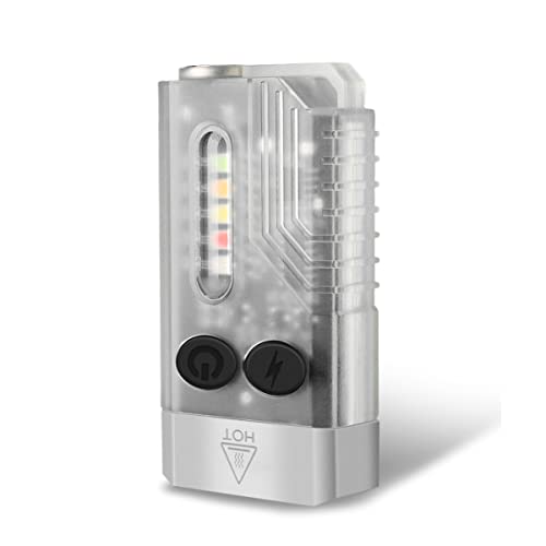 sayram EDC Keychain Flashlight, Mini LED Flashlights with UV Light, Rechargeable Pocket Keychain Light, IP65 Waterproof Small Flashlight for Camping, Outdoor, Emergency (White)