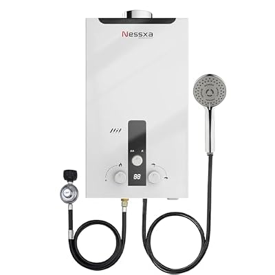 18L Tankless Water Heater Propane with Digital Display, 4.76 GPM Portable Instant Hot Gas Water Heater with Overheating Protection for Indoor and Camping,115,425 BTU