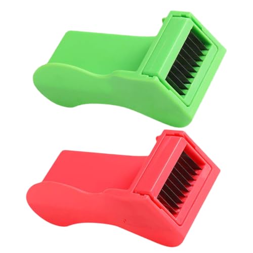 Hohopeti 2 pièces Trancheuse Légumes Multifonction Rouge Vert Râpe Légumes Manuelle Sécurisée pour Haricots Verts et Coupes Fines Outil Compact pour Cuisine Quotidienne