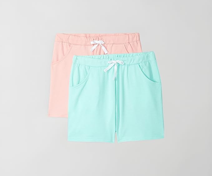 Image of Cloth Theory Premium Cotton Shorts for Girls - Regular Fit Pocket Shorts for Girls Pack of 2