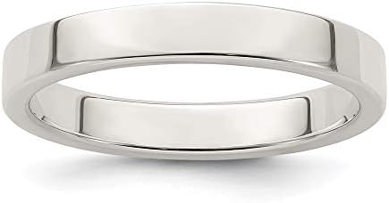 Forever Flawless Jewelry 3mm Sterling Silver High Polish Finish Flat Pipe Cut Wedding Band - Size 5