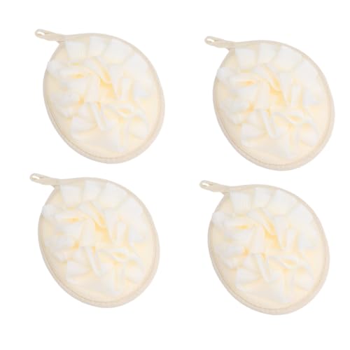 LRXIYODE Juego de 4 Esponjas de Ducha de Algodón Color Beige Borla de Baño Suave para Exfoliación Corporal Accesorios de Baño Prácticos para Uso Diario