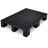 Pallet in plastica nera, 60 x 40 x 12 cm, vassoio leggero a prova di umidità, con superficie antiscivolo, per garage e cantina
