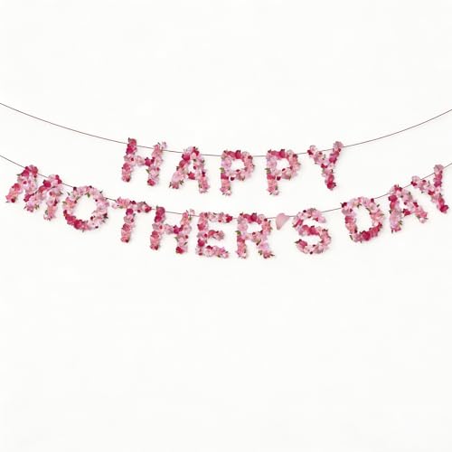 Tourima Happy Mothers Day Deko Girlande, Muttertag Deko Blumenbanner 2-reihig, Muttertagsdeko für Wohnzimmer Party, Mothers Day Decorations, Geschenk für Mama, Deko Muttertag, Geburtstagsgeschenk Mama