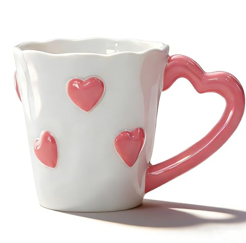 Ceramic Coffee Mug - 8.5 Oz Elegant 3D Heart...