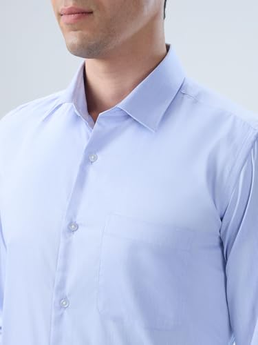Image of Park Avenue Men Modern Slim Fit Solid Pattern Cotton Polyester Blend Semicutaway Collar Full Sleeve Formal Shirt